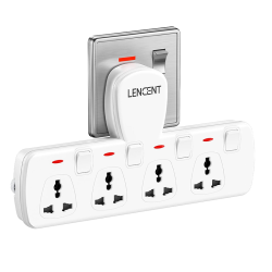 LENCENT Multi Plug Extension Socket 4 Way Electrical Outlet Extender Wall Charger